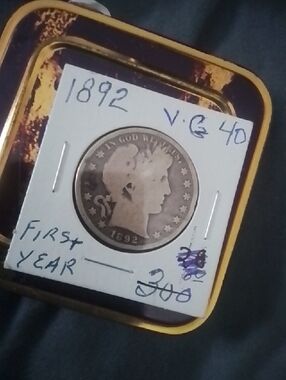 1892 Barber Head Silver Coin in White Flip